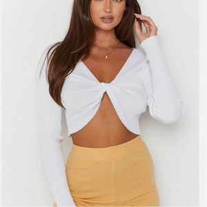 NWT SNDYS Twisted White Rib Top